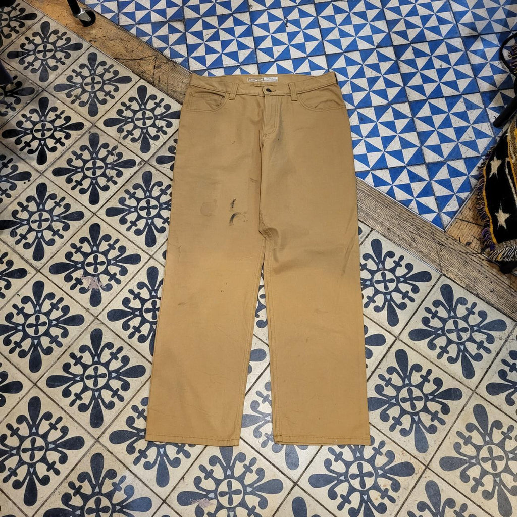 TRW108BR - Vintage retro essential Carhartt Tan Straight Leg Trousers pants casual workwear #skater #utility #workwear #carpenter #carhartt