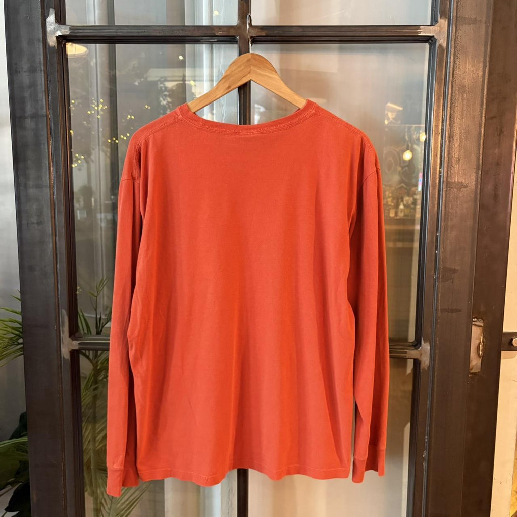 0225D83 - Vintage Retro Essential Polo Ralph Lauren Longsleeve Orange Top Tee T-shirt #90s #preppy #top #oldmoney #ralphlauren