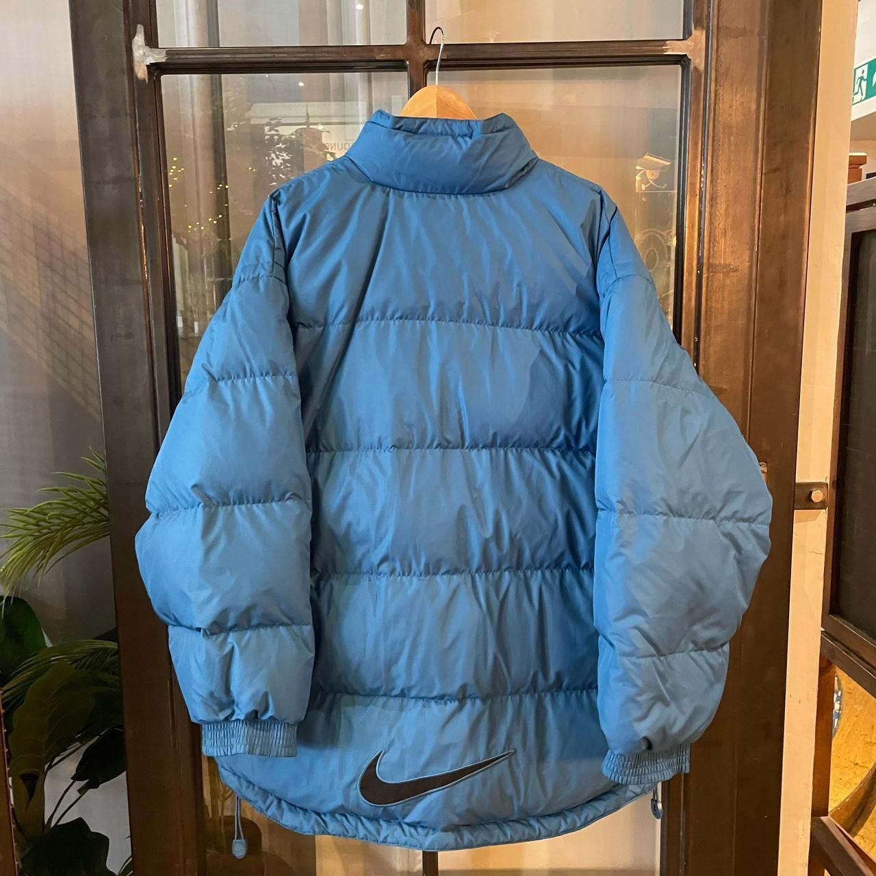 0325F59-U - Vintage Retro Essential Blue Nike down puffer padded jacket coat #gorpcore #outdoors #puffer #swoosh #nike
