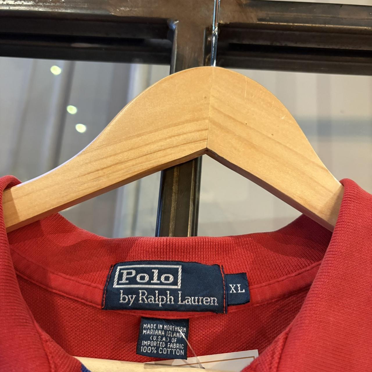 BR1912ADH-P - Vintage Retro Ralph Lauren Red and Blue Striped Polo Shirt Short Sleeve collared button up top  #Y2K #preppy #chiefkeef #oldmoney #ralphlauren
