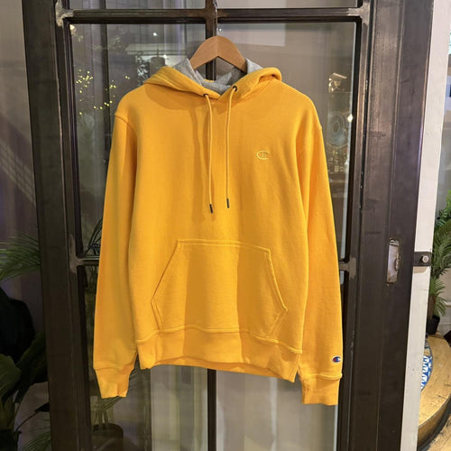 1224A53 - Vintage Retro Essential Champion Yellow Pullover Sweatshirt Hoodie #casual #sportswear #Champion #hoodie