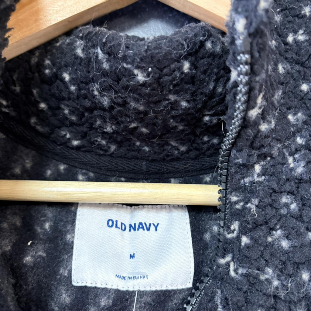 BR2701DH-U - Vintage retro essential Old Navy Blue 1/4 quarter zip up outdoor pattern deer sweatshirt  fleece jacket #pullover #outdoor #hike #deer #climbing