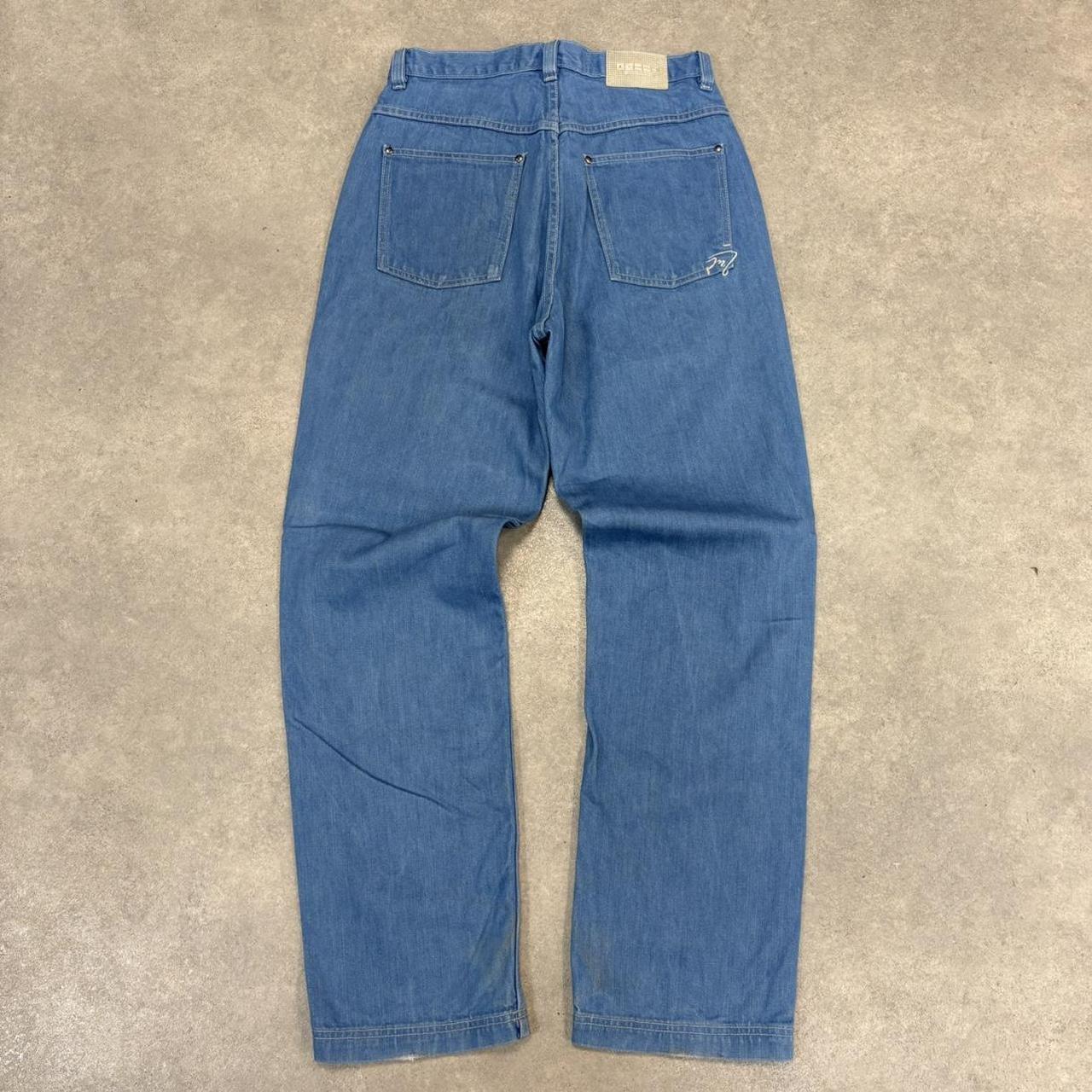 MES2710KA-U - Vintage retro essential  Jordan TWO3 Blue Wash Denim Jeans Trousers pants with embroidered detailing #denim #jordan #straightleg #jeans