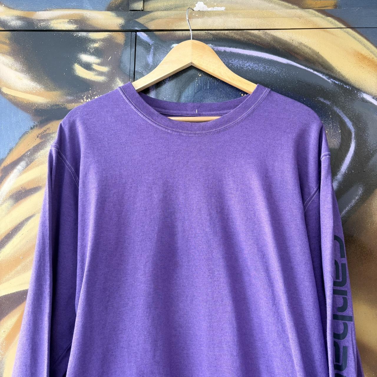 BR2306OZ-U - Vintage Retro Essential Purple Dyed Carhartt Longsleeve Graphic Print Top Tee T-shirt with embroidered patch logo #skater #workwear  #carhartt #y2k #graphic