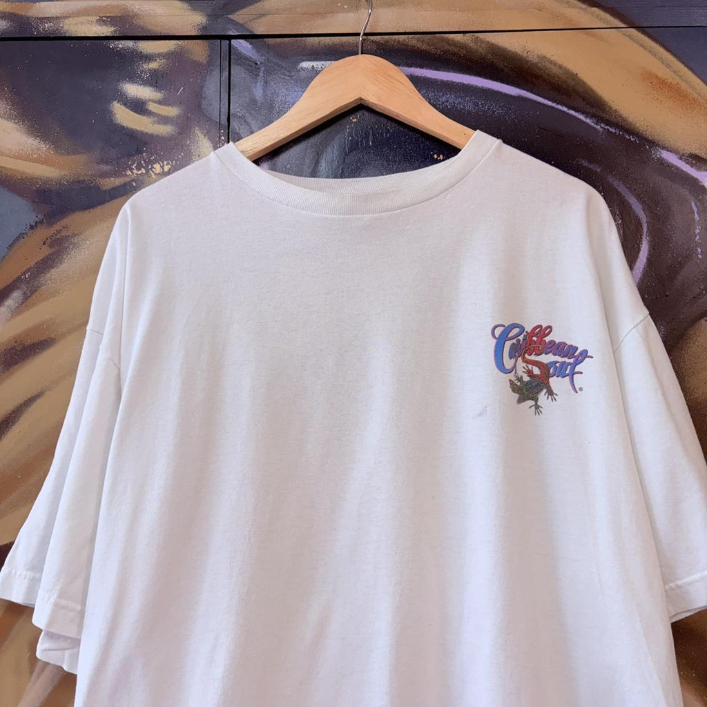 Vintage Beach Graphic T Shirt Mens XXL White Holiday Tourist Promo Print Surf Y2K 90s Tee