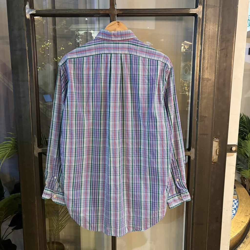 RLS145 - Vintage Ralph Lauren Purple Green Check Longsleeve collared button up polo shirt top #Y2K #preppy #chiefkeef #smartcasual #oldmoney