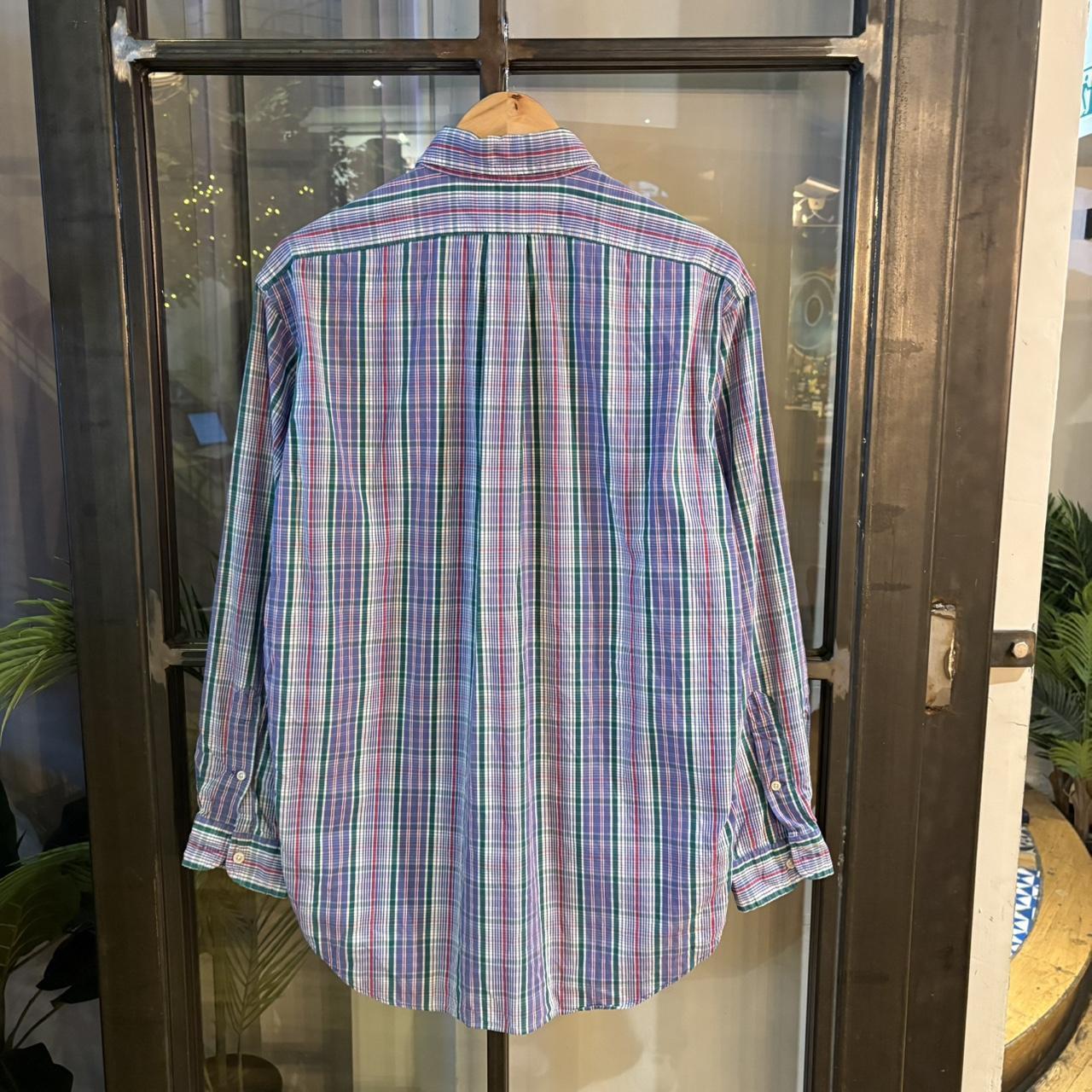 RLS145 - Vintage Ralph Lauren Purple Green Check Longsleeve collared button up polo shirt top #Y2K #preppy #chiefkeef #smartcasual #oldmoney