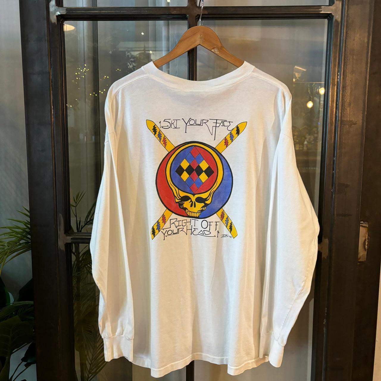 TEE405P - Vintage Retro Essential Beckenridge Grateful Dead White Longsleeve Graphic Print Top Tee T-shirt #90s #graphic #gratefuldead #skulls #longsleeve