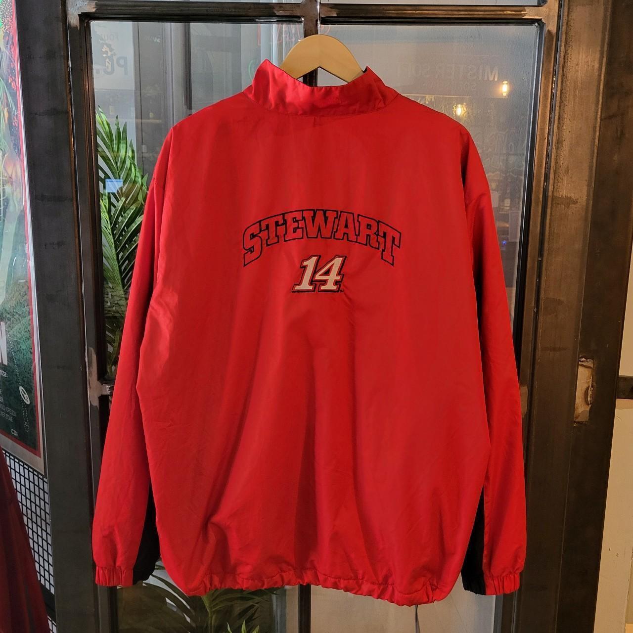 WDB070 - Vintage retro black essential NASCAR Stewartt 14 racing Office Depot Racer jacket coat branded with logo 90s Y2K style #racing #nascar #sponsorships #cars #racingjacket