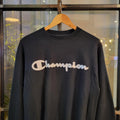 SWT344 - Vintage Retro Essential Champion Black sweatshirt with embroided spell out #Jumper #crewneck #casual #y2k #champion