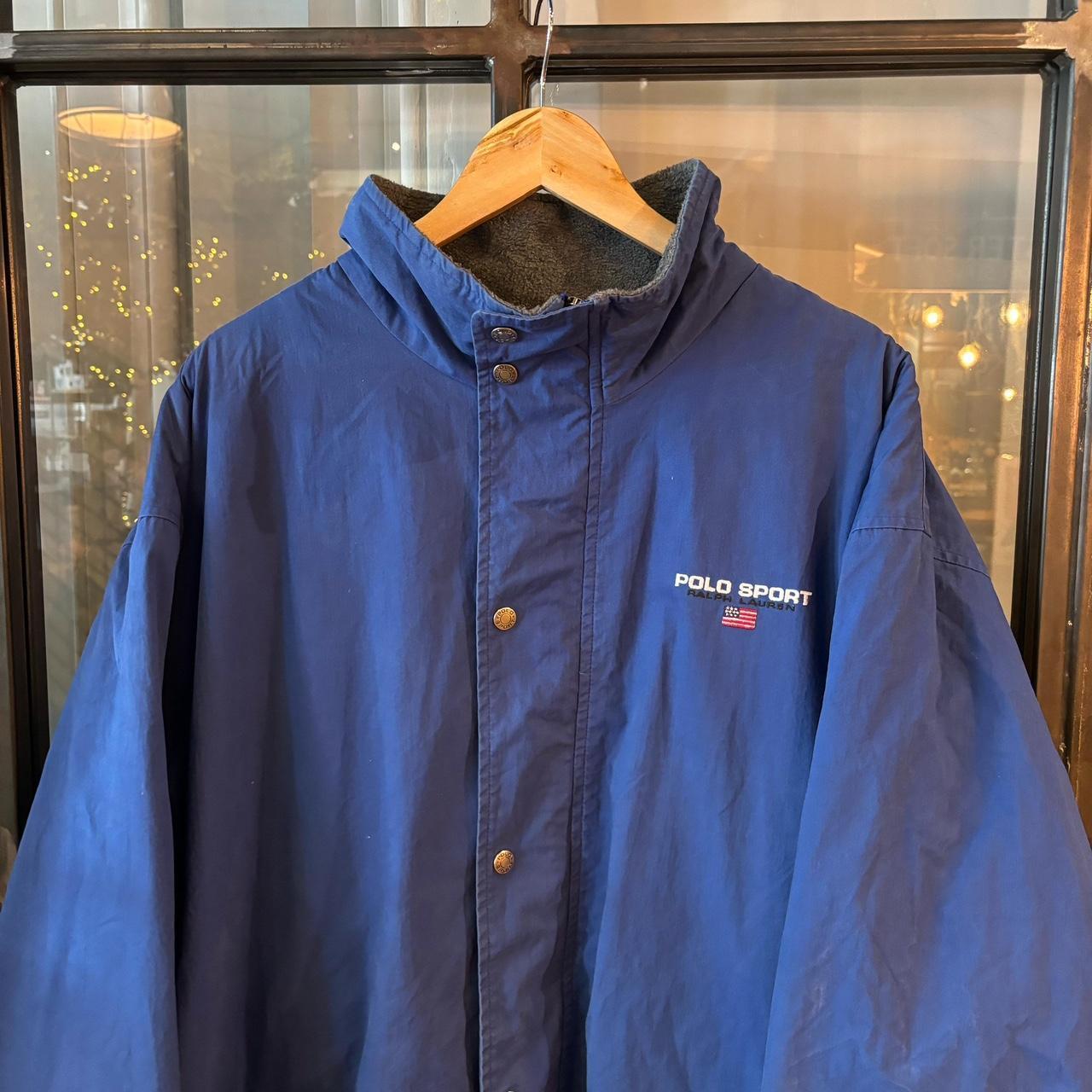 CP02ABR - Vintage Retro Essential Blue Polo Sport down puffer padded lined Full Zip jacket coat with adjustable waist #gorpcore #hike #expedition #outdoor #polosport