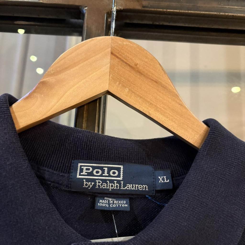 BR1912E-F - Vintage Retro Ralph Lauren Plain Navy Polo Shirt Short Sleeve collared button up top  #Y2K #preppy #chiefkeef #oldmoney #ralphlauren