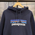 BR1912JI-F - Vintage Retro Essential Navy Patagonia Uprisal Hoody Recycled Cotton Polyester Unisex Sweatshirt Hoodie print logo #recycled #outdoors #essential #patagonia #y2k