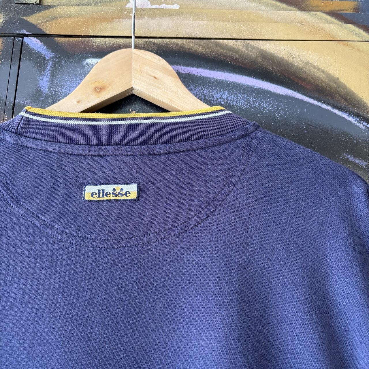 Vintage Ellesse Sweatshirt Mens XXL Navy Big Centre Logo Embroidered Pullover Jumper Top 90s Y2K 00s