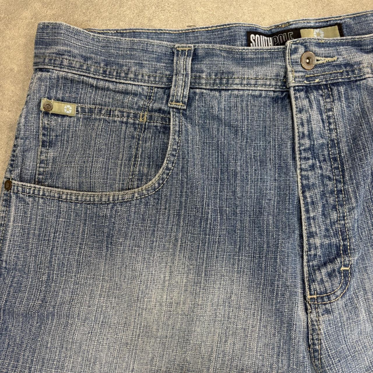 Vintage Blue Wash Southpole Jorts Mens 38” Baggy Wide Leg Skate Surf Denim Jean Shorts Hip Hop Streetwear Y2K