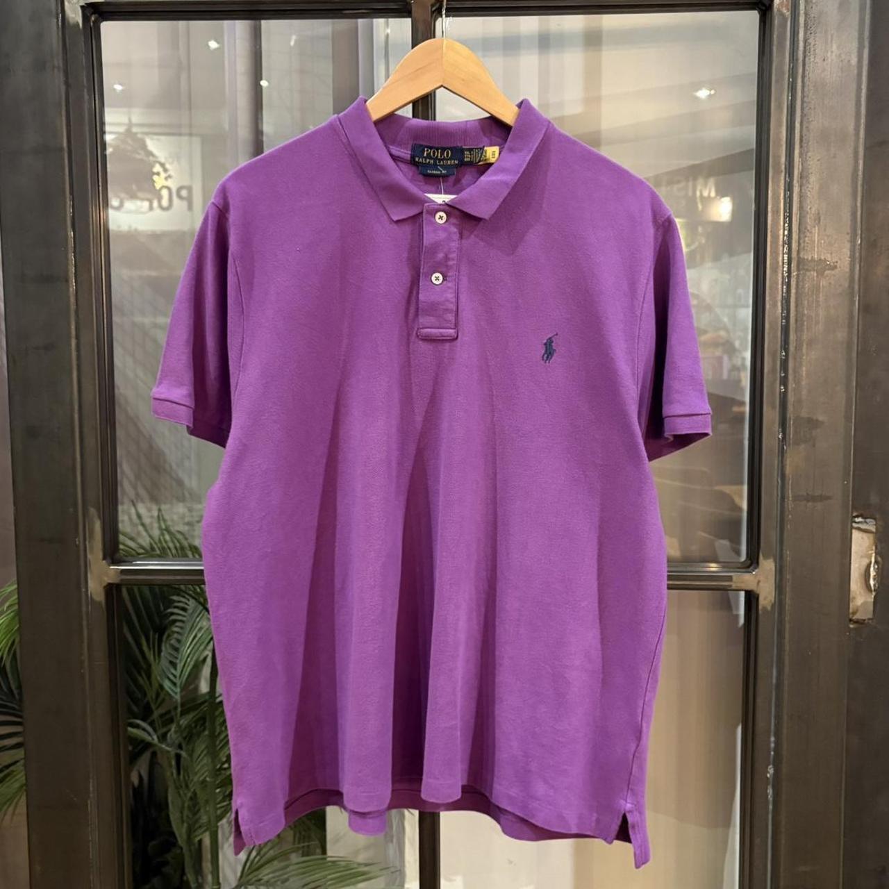 Vintage Polo Ralph Lauren Polo Shirt purple Short Sleeve Collared Custom Fit with small embroidered essential pony horse chief keef preppy 90s Y2K 2000 00s #preppy #y2k #ralphlauren  #polo #poloshirt