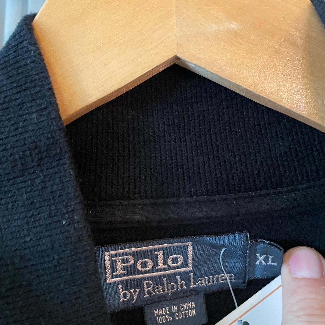 0325D49F - Vintage Retro Essential Black Polo Ralph Lauren 1/4 Zip fleece Jumper with embroidered ragin cajuns #oldmoney #fleece #smartcasual #preppy #poloralphlauren