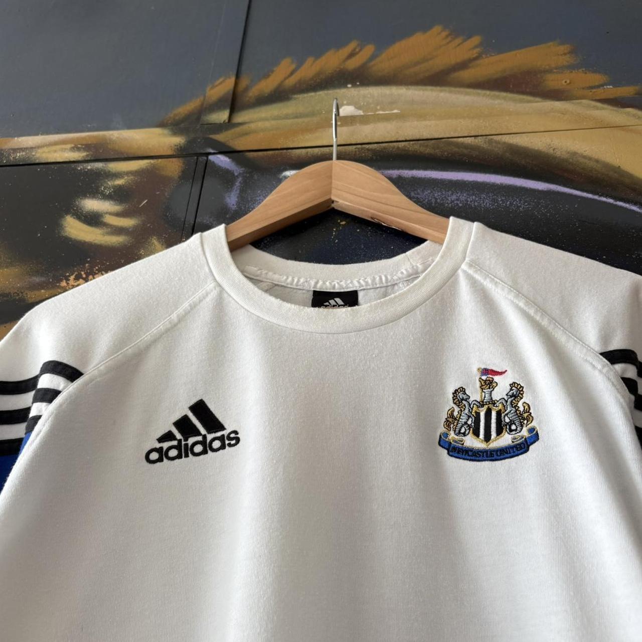 Vintage Adidas Newcastle United Training T Shirt Mens Medium White 2003 2005 Drill Football Tee Top NTL Y2K
