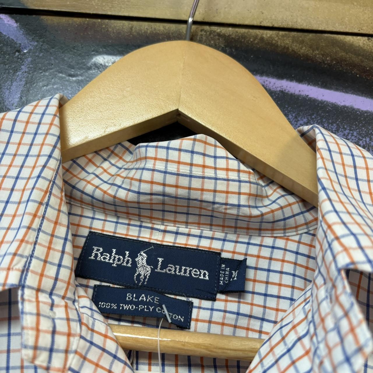 BR1912YN-P - Vintage Ralph Lauren Blue and Orange Check Longsleeve collared button up polo shirt top #Y2K #preppy #chiefkeef #smartcasual #oldmoney