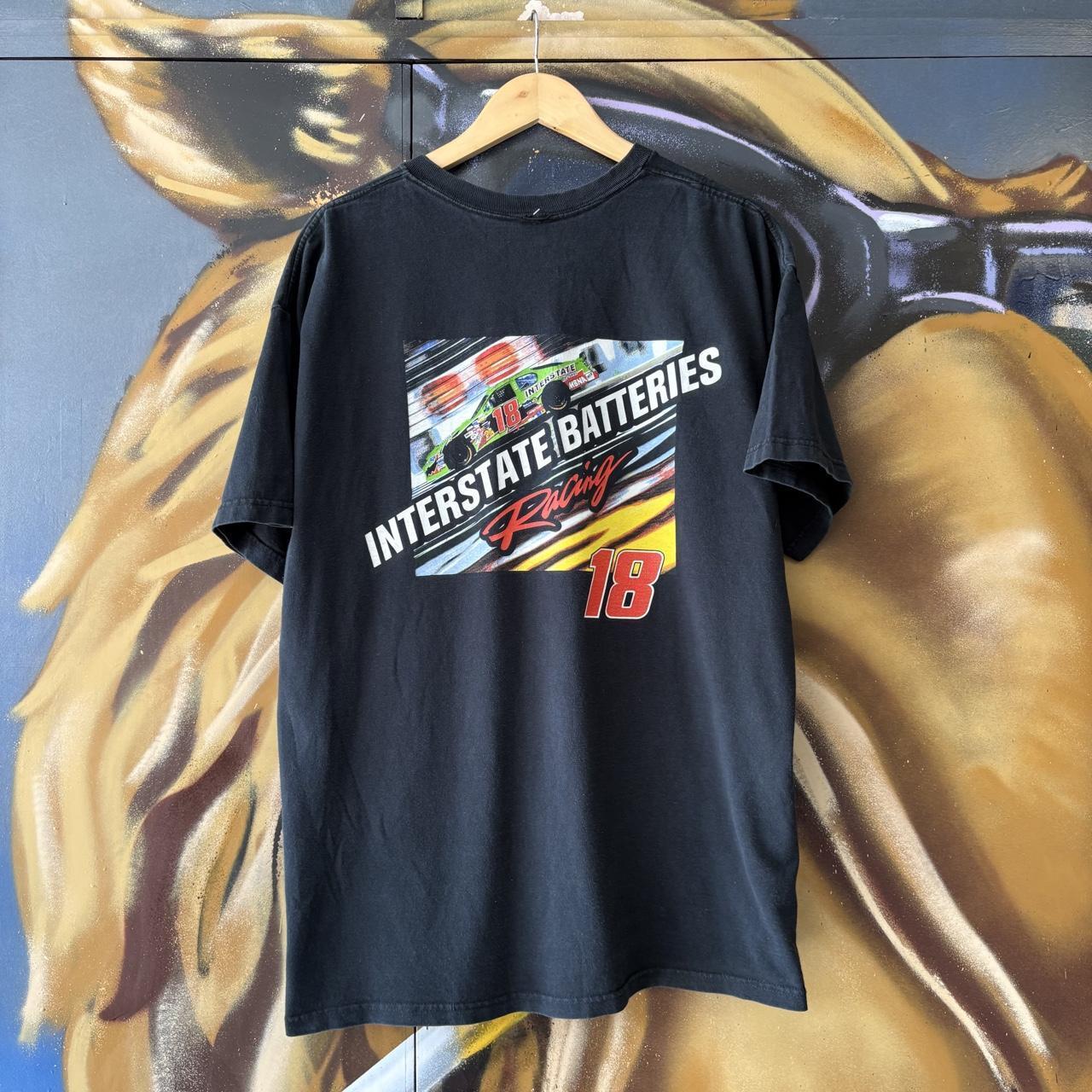 Vintage Interstate Barteries T Shirt Mens XL Black Racing 18 Nascar Graphic Print Top Tee T-shirt 90s Y2K 00s
