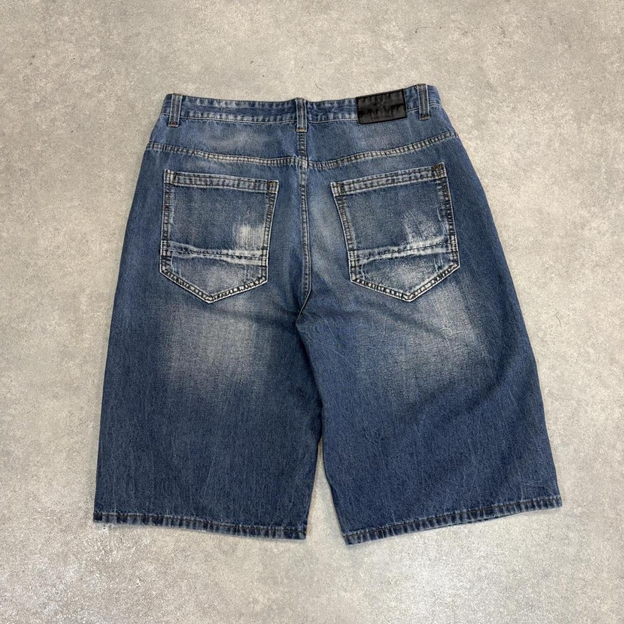Vintage Blue Wash Enyce Jorts Mens 36” Baggy Wide Leg Skate Surf Denim Jean Shorts Hip Hop Streetwear Y2K