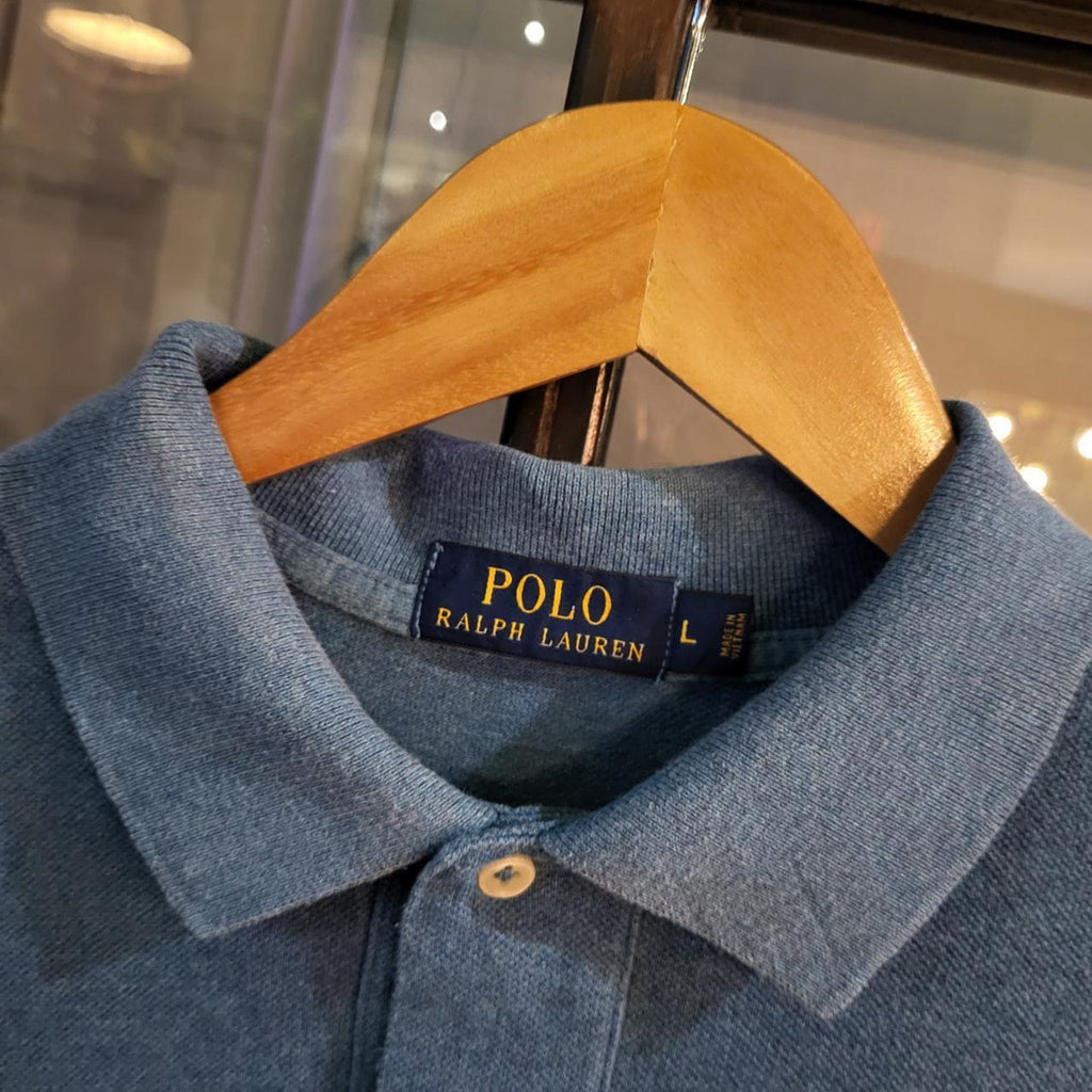 POL206 - Vintage Ralph Lauren Blue Polo Shirt Short Sleeve collared button up top #Y2K #preppy #chiefkeef #golf #oldmoney