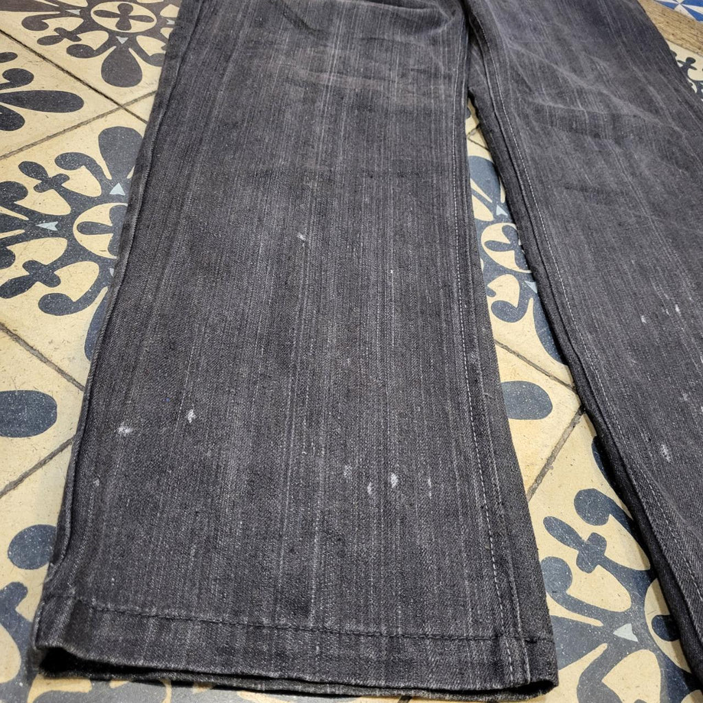 JNS203BR - Vintage retro essential Square Zero Black Wash Baggy Straight Leg Denim Jeans Trousers pants #denim #denimjeans #squarezero #embroidered