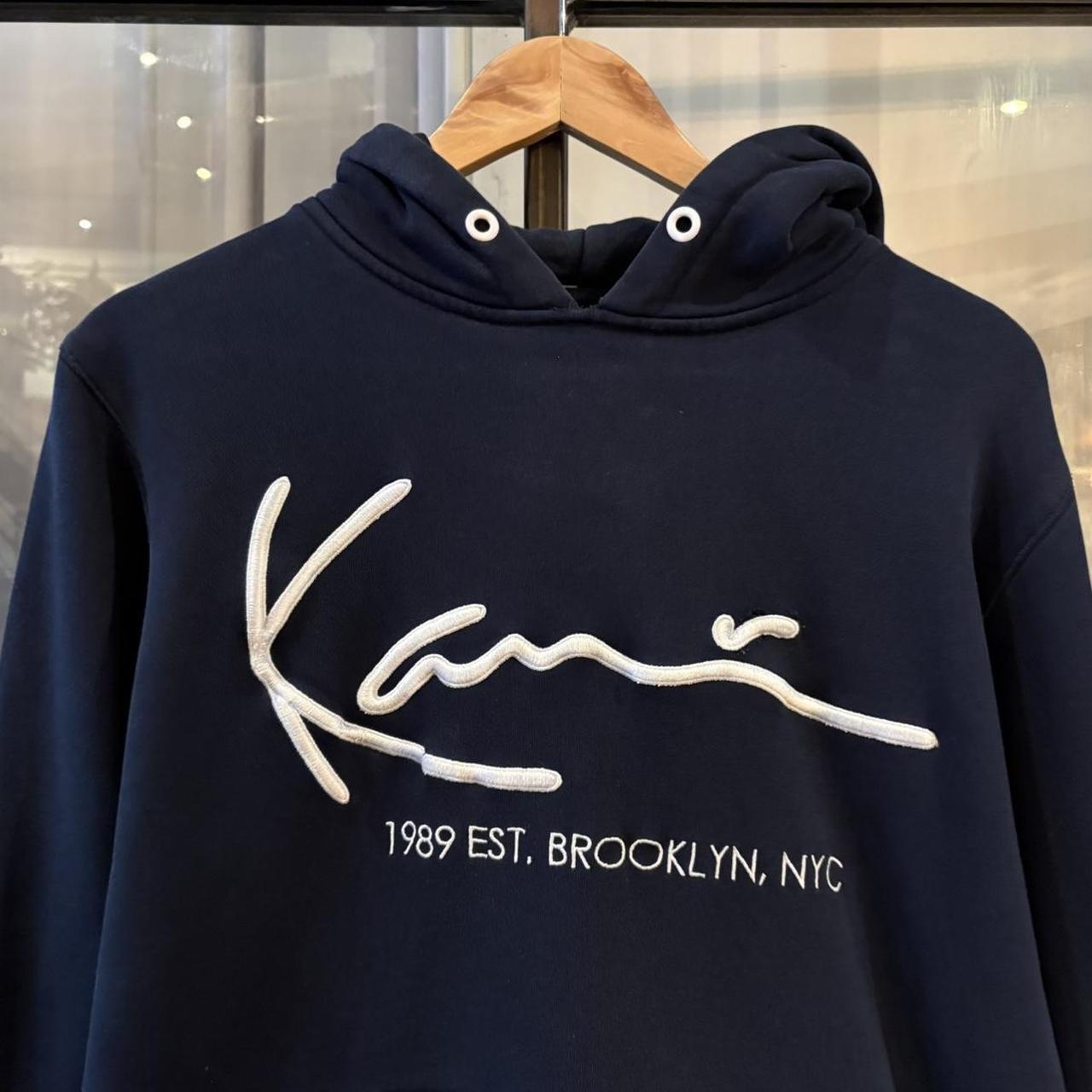 MA0406CP-P - Vintage Retro Essential Navy Karl Kani 1989 Est, Brooklyn NYC Sweatshirt Hoodie with embroidered logo #90s #sportswear #essential #karlkani #y2k