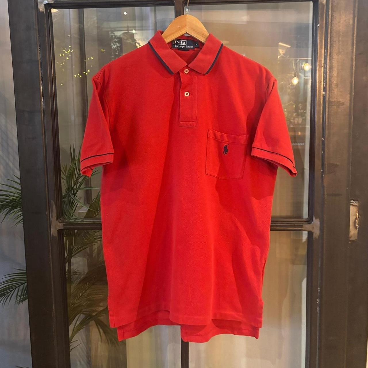 POL469F - Vintage Retro Ralph Lauren Plain Red Polo Shirt Short Sleeve collared button up top  #Y2K #preppy #chiefkeef #oldmoney #ralphlauren