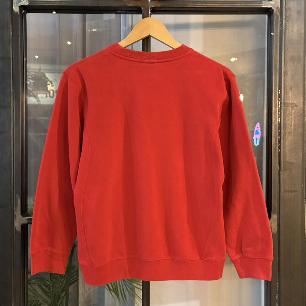 Vintage Retro Essential Red Nike Crewneck Jumper Sweatshirt with embroidered big centre swoosh patch logo #90s #sportswear #essential #y2k #nike