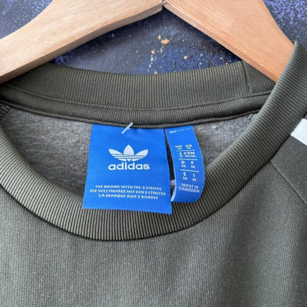 Adidas Originals Sweatshirt Mens Medium Essential 3 Stripes Panel Jumper Top 90s Y2K 00s