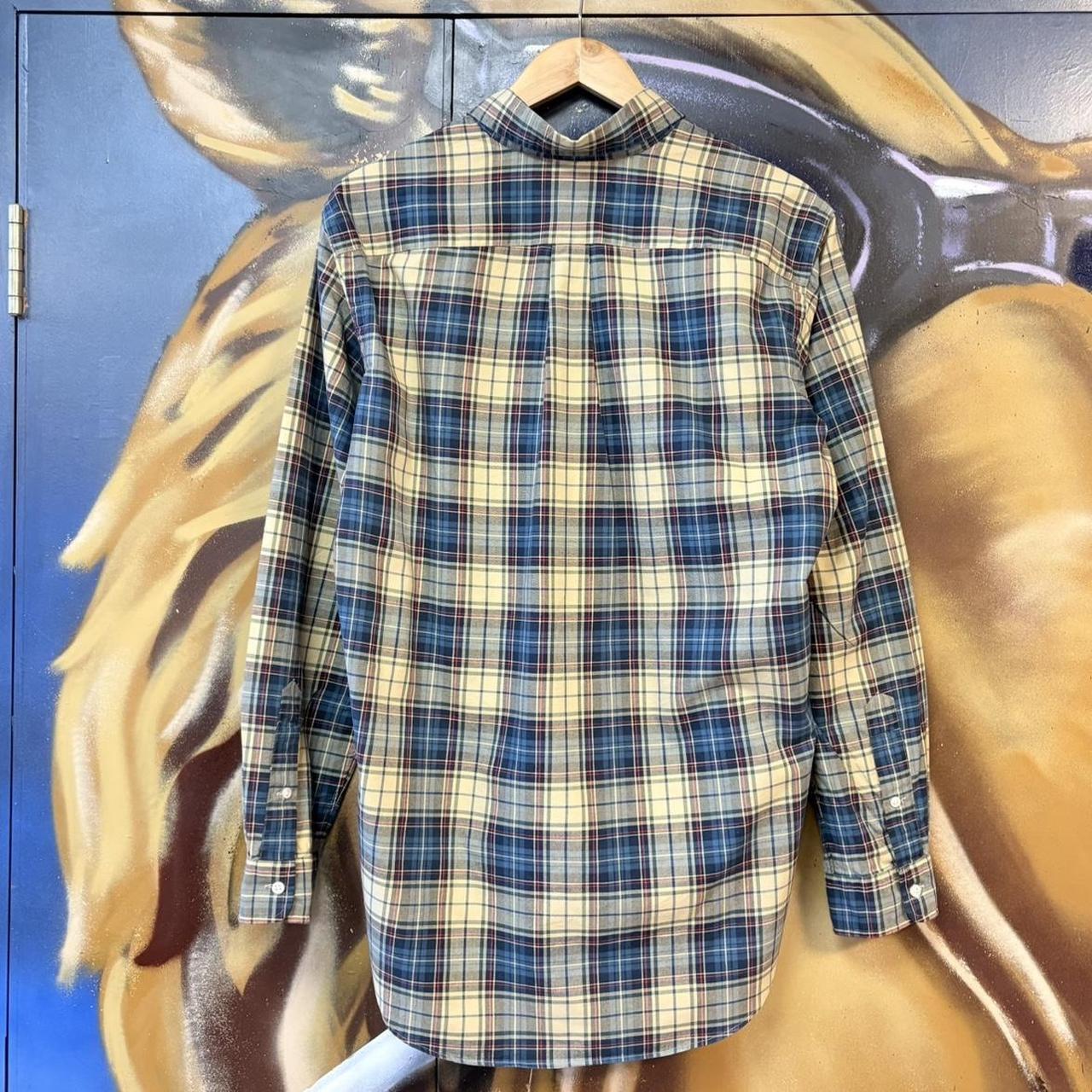 BR1912ALZ-P - Vintage Ralph Lauren Beige and Blue Check Longsleeve collared button up polo shirt top #Y2K #preppy #chiefkeef #smartcasual #oldmoney