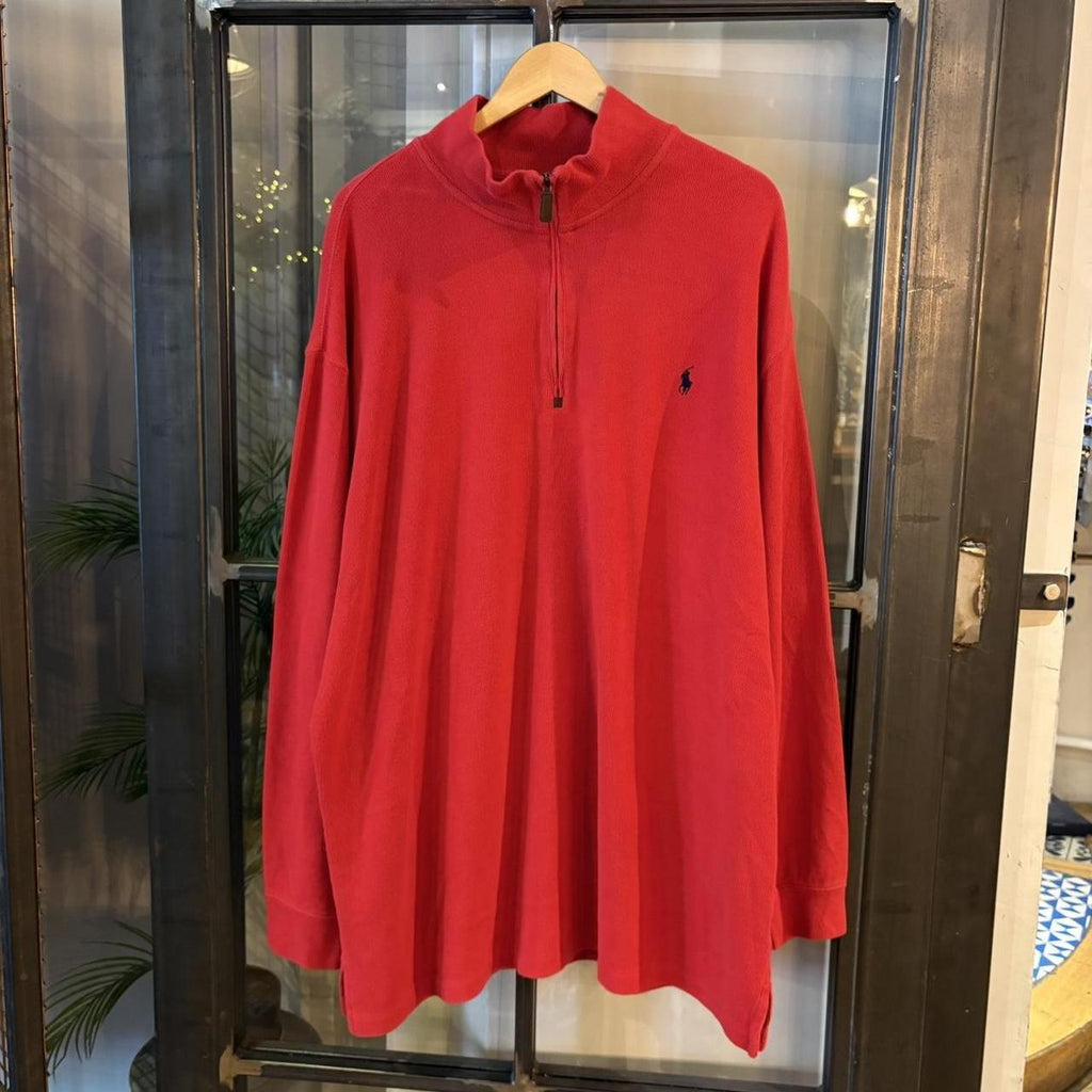 SWT653F - Vintage Ralph Lauren Red Quarter Zip up sweatshirt jumper fleece top #Y2K #preppy #chiefkeef #smartcasual #oldmoney
