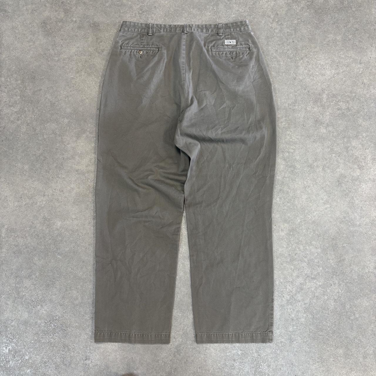Vintage Polo Ralph Lauren Trousers Mens 35x30 Grey Double Pleated Chinos Preppy Old Money Ivy League Y2K 90s
