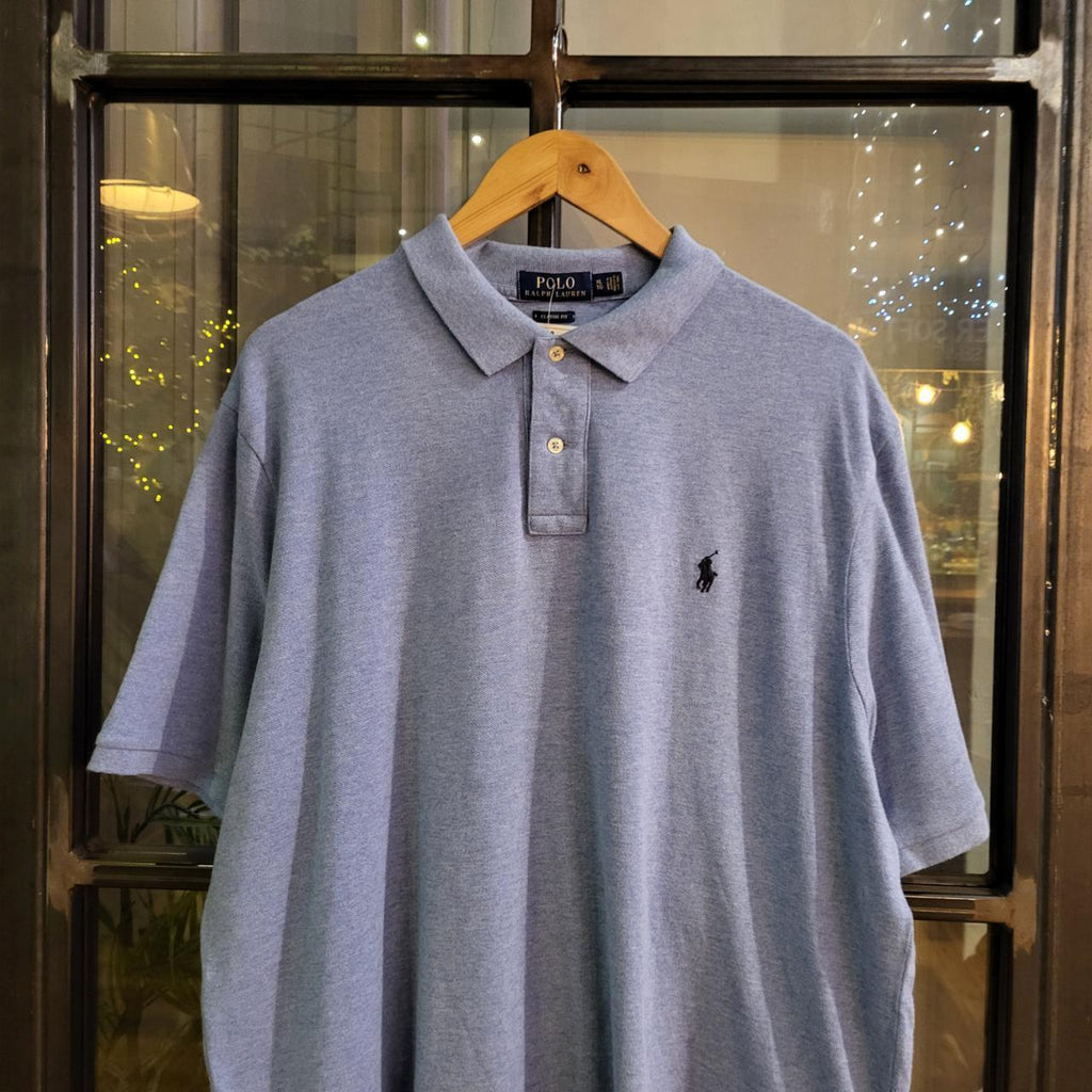 POL262 - Vintage Ralph Lauren Light Blue Polo Shirt Short Sleeve collared button up top #Y2K #preppy #chiefkeef #golf #oldmoney