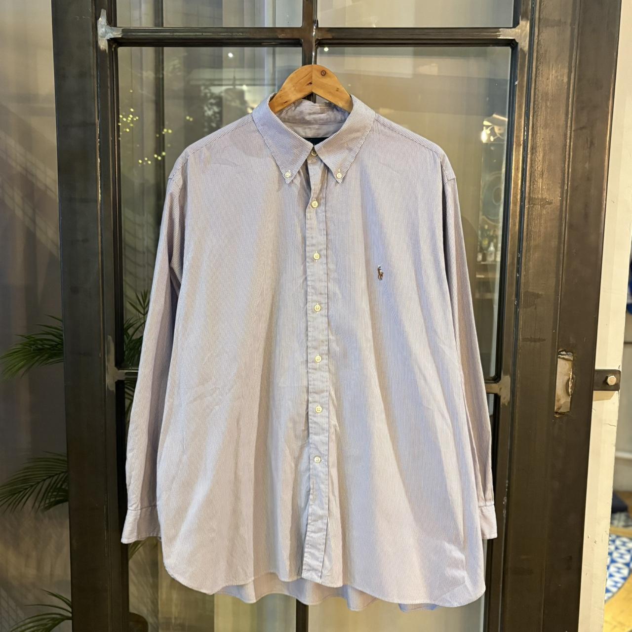 RLS211F - Vintage Ralph Lauren Purple Pinstripe Longsleeve collared button up polo shirt top #Y2K #preppy #chiefkeef #smartcasual #oldmoney