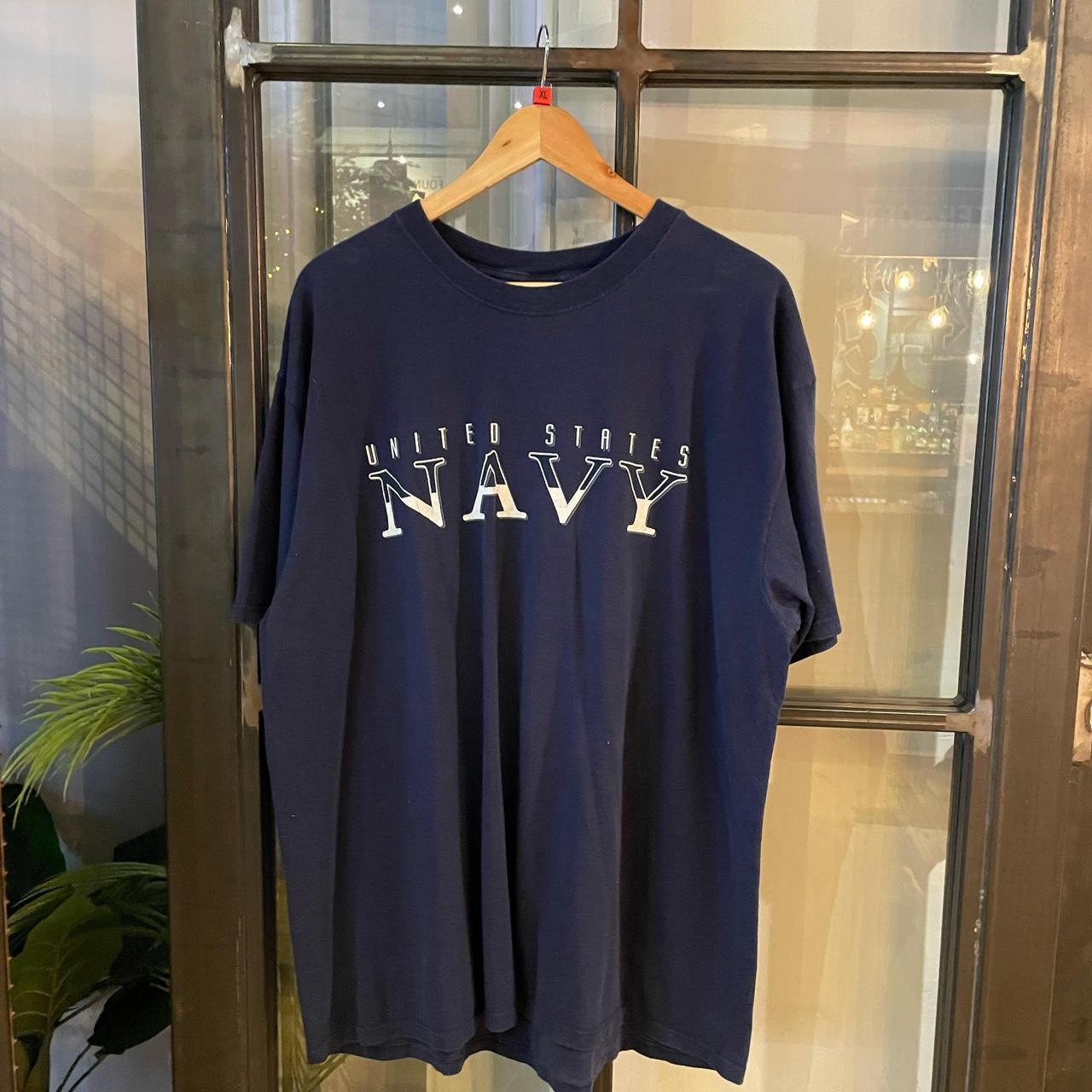 0225I04P - Vintage Retro Essential Navy United States Graphic Print Top Tee T-shirt #90s #graphic #top #unitedstates #baggy
