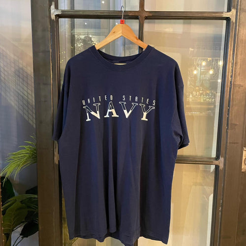 0225I04P - Vintage Retro Essential Navy United States Graphic Print Top Tee T-shirt #90s #graphic #top #unitedstates #baggy