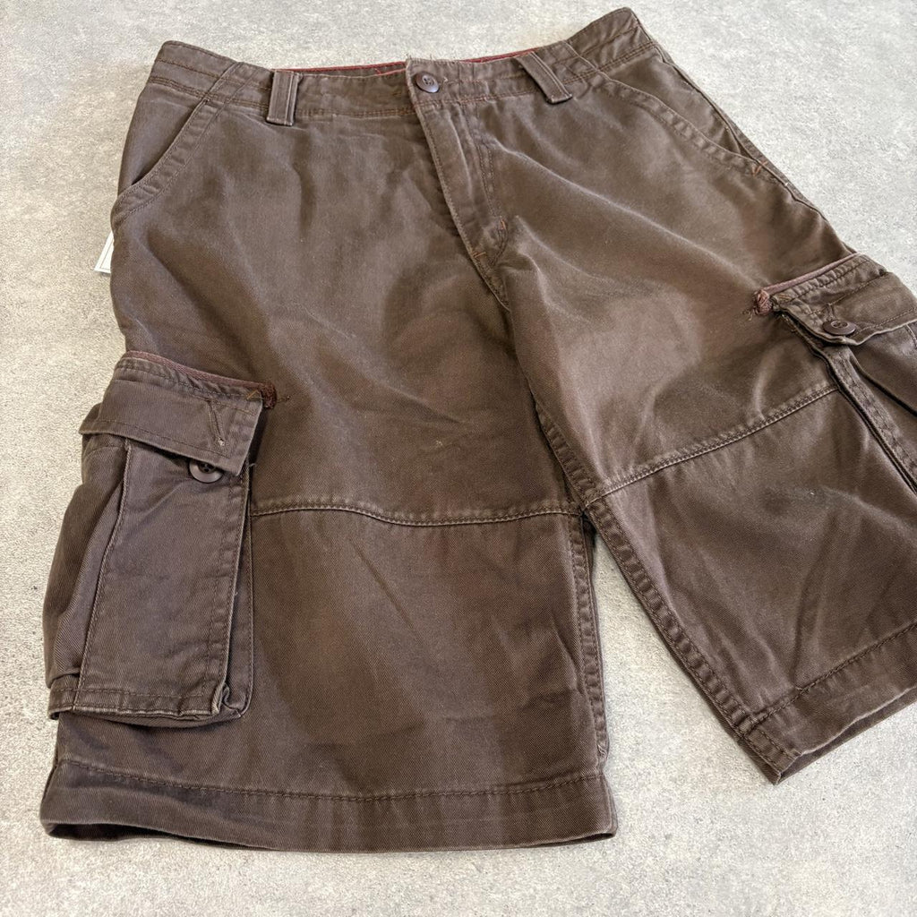 Vintage Levi’s Jorts Mens 30” Brown Cargo Shorts Multi Pockets Baggy Wide Leg Skate Surf Hip Hop 00s Y2K