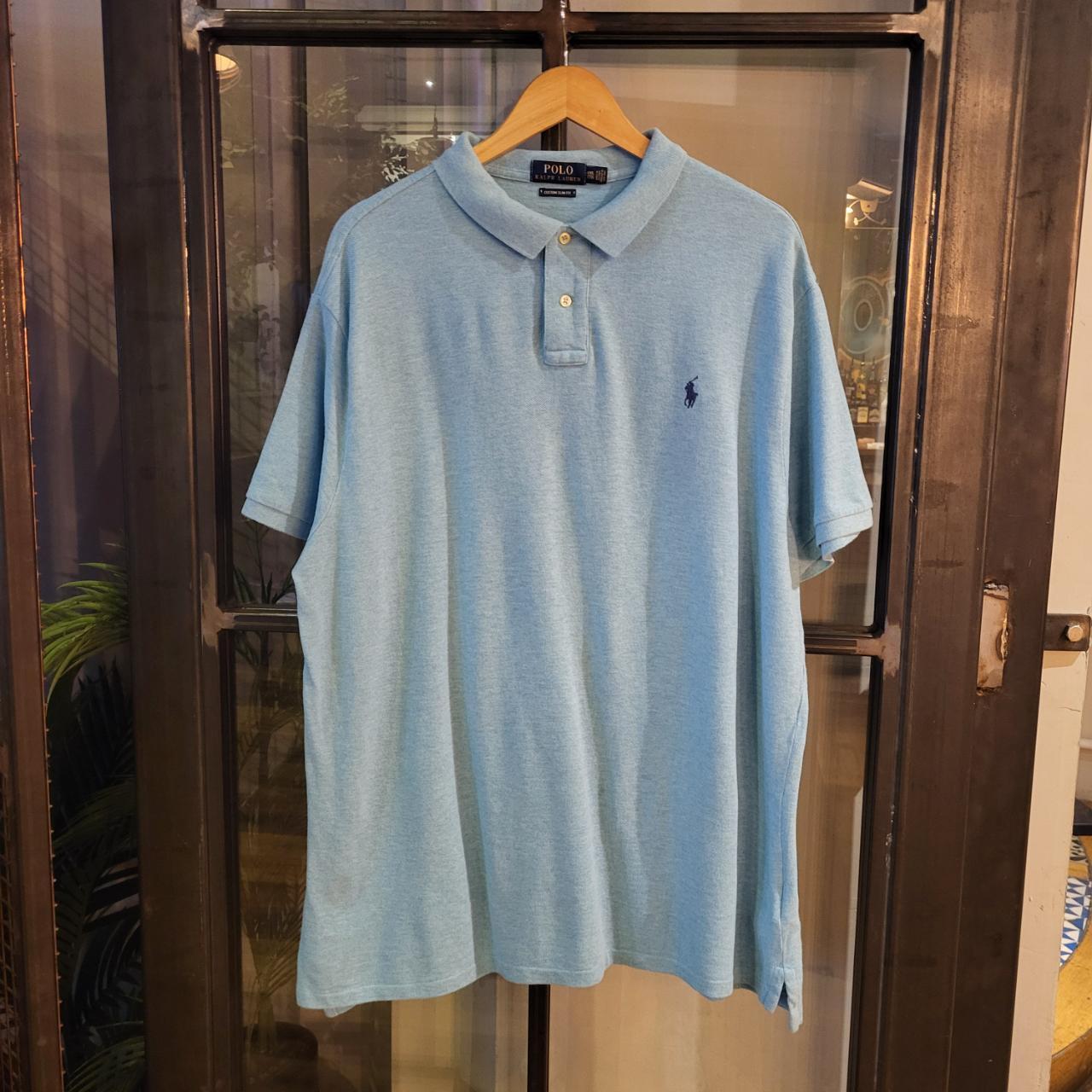 POL155 - Vintage Ralph Lauren Light Blue Turquiose Polo Shirt Short Sleeve collared button up top #Y2K #preppy #chiefkeef #golf