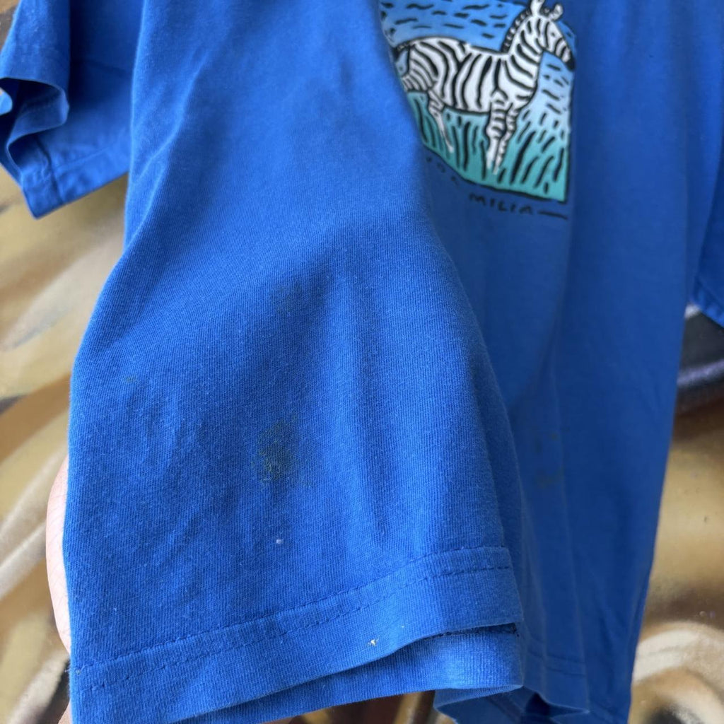 Vintage Zebra T shirt Women’s Small Blue Punda Milia Souvenir Holiday Cartoon Graphic Print Baby Tee Crop Top 90s Y2K 00s