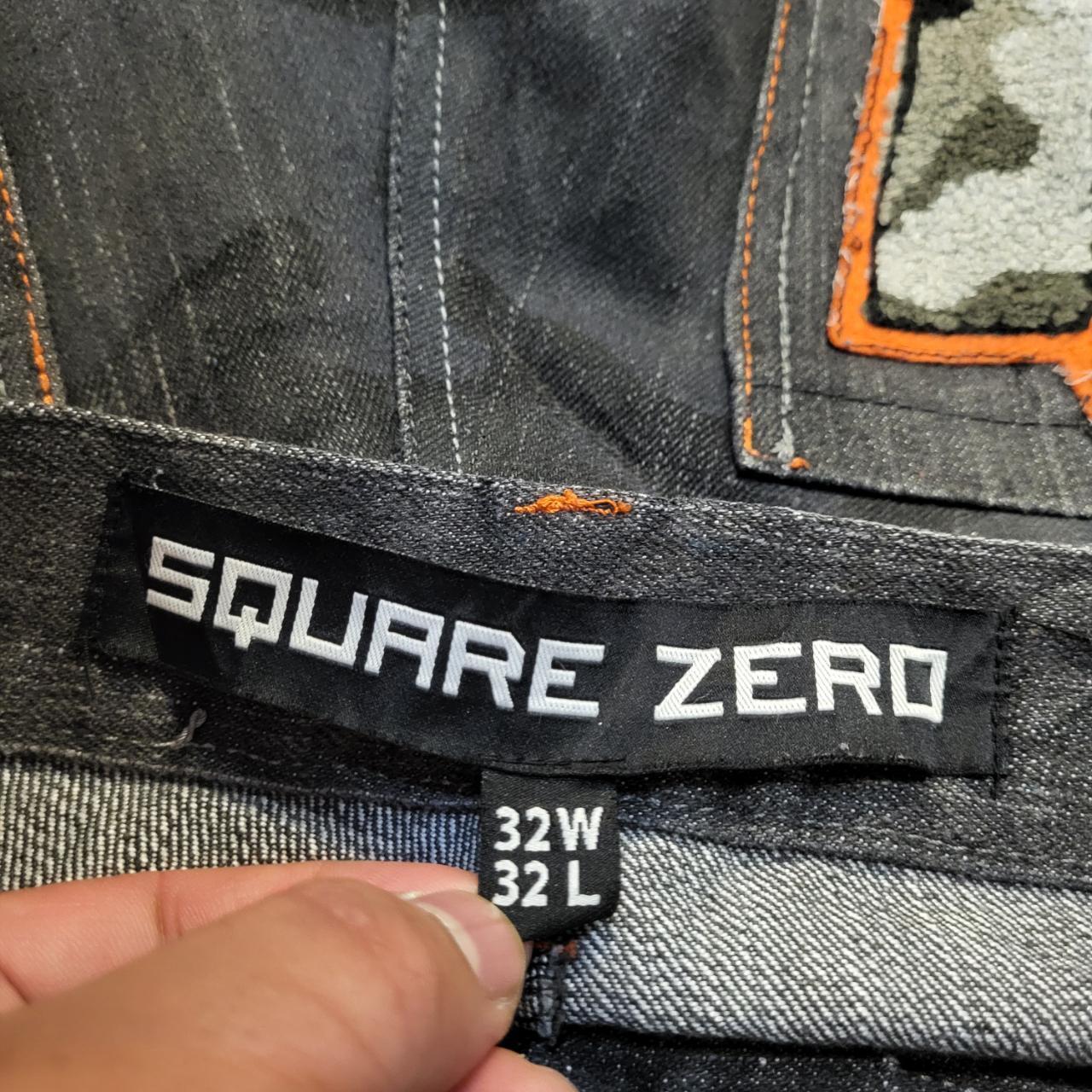 JNS203BR - Vintage retro essential Square Zero Black Wash Baggy Straight Leg Denim Jeans Trousers pants #denim #denimjeans #squarezero #embroidered
