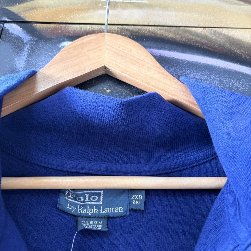 BR1602T-U- Vintage Ralph Lauren Blue 1/4 quarter zip up Sweatshirt jumper fleece top #Y2K #preppy #quarterzip #smartcasual #oldmoney