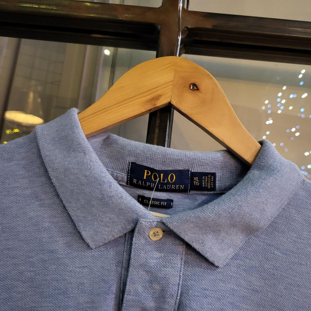 POL262 - Vintage Ralph Lauren Light Blue Polo Shirt Short Sleeve collared button up top #Y2K #preppy #chiefkeef #golf #oldmoney