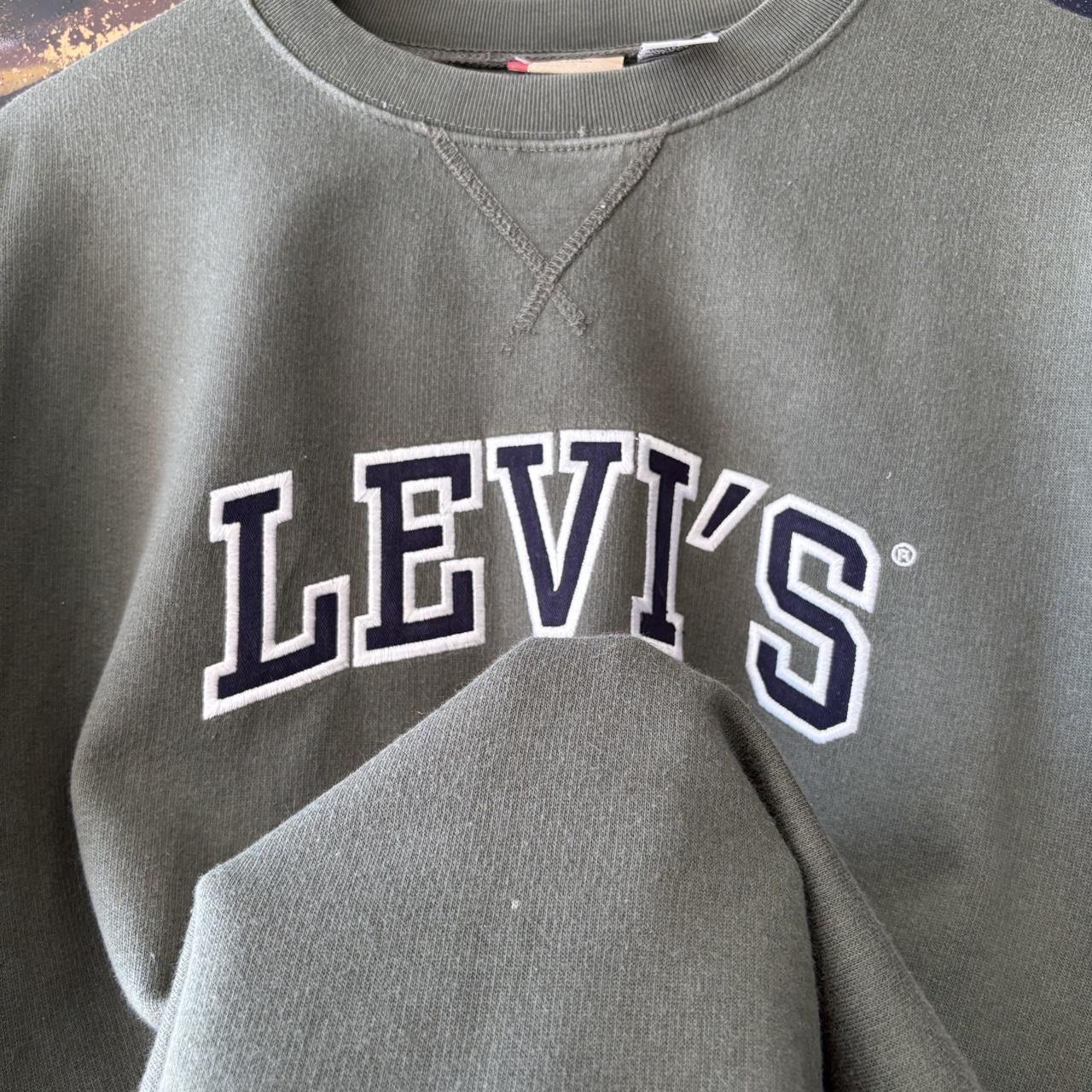 Vintage Levi’s Sweatshirt Mens Large Green Embroidered Spell Out Red Tab Pullover Jumper Top 90s Y2K 00s