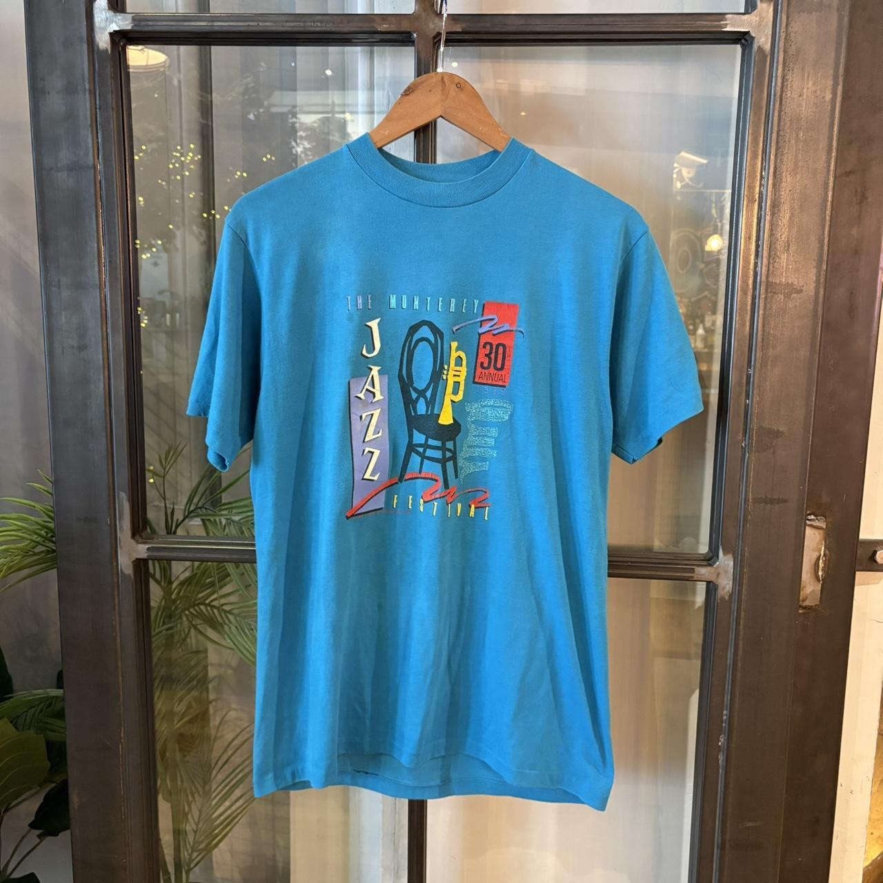 TEE405BR - Vintage Retro Essential Blue The Monterey 30th Jazz Annual Festival Graphic Print Single Stitch Top Tee T-shirt #90s #graphic #singlestitch #festival #jazz