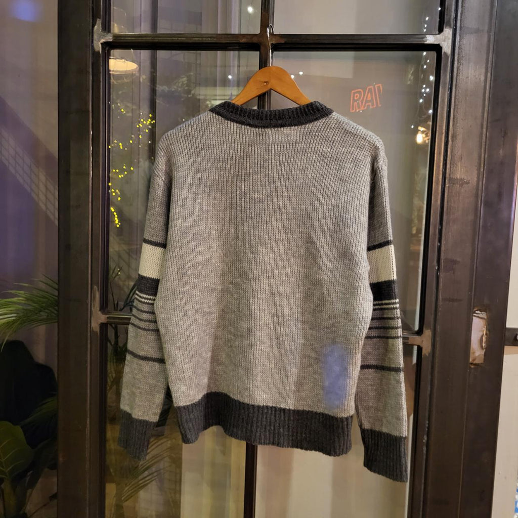 WDB064 - Vintage Retro Grey grandad knit Patterned Sweatshirt Knitwear sweater Jumper #hiphop #coogi #biggie #grandad #sweater