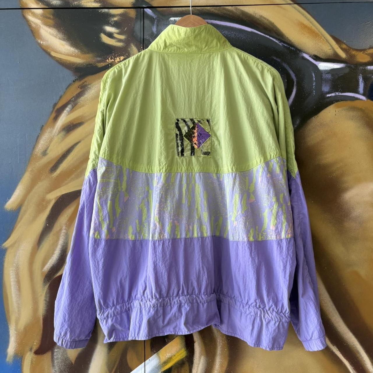 Vintage Nike Track Jacket Mens Large Multi Colour Green Purple Festival Funky Crazy Pattern Zip 90s