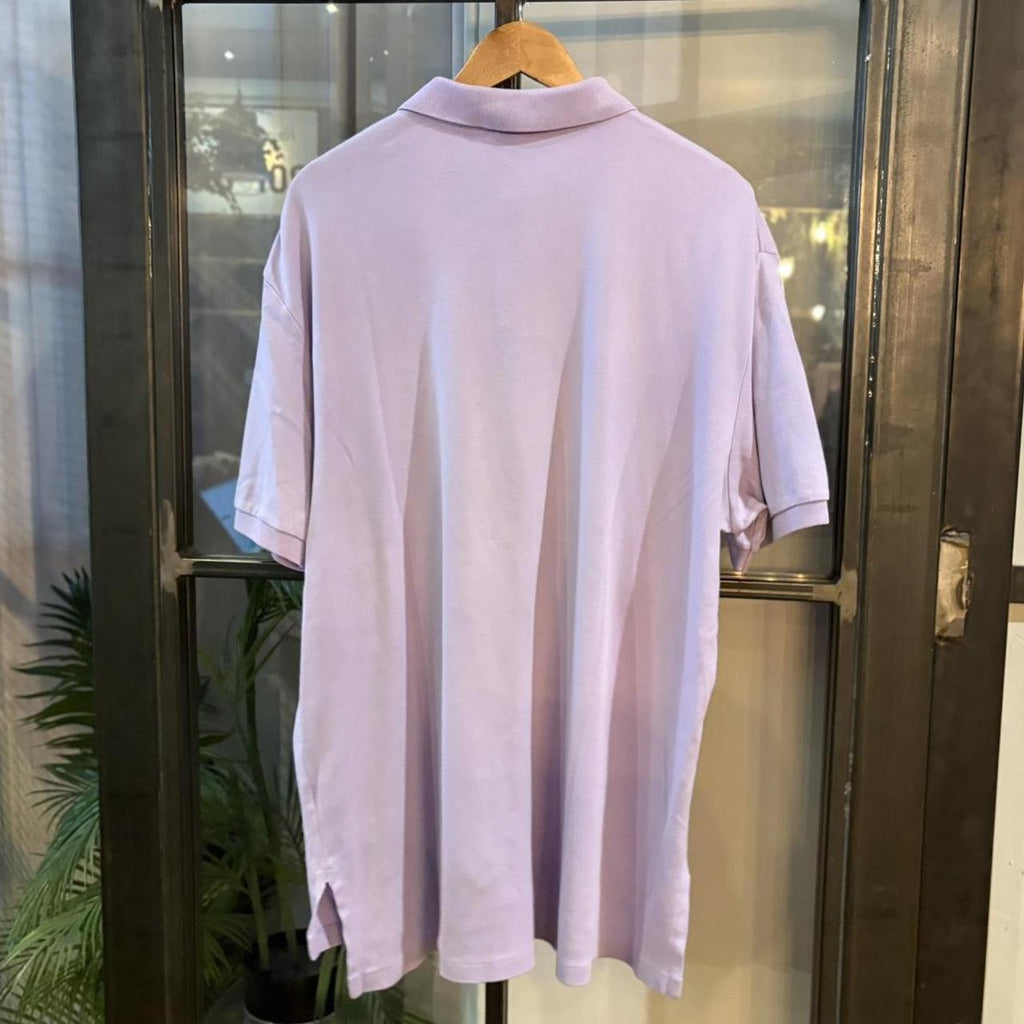 POL537F - Vintage Retro Ralph Lauren Plain Lavender Polo Shirt Short Sleeve collared button up top  #Y2K #preppy #chiefkeef #oldmoney #ralphlauren