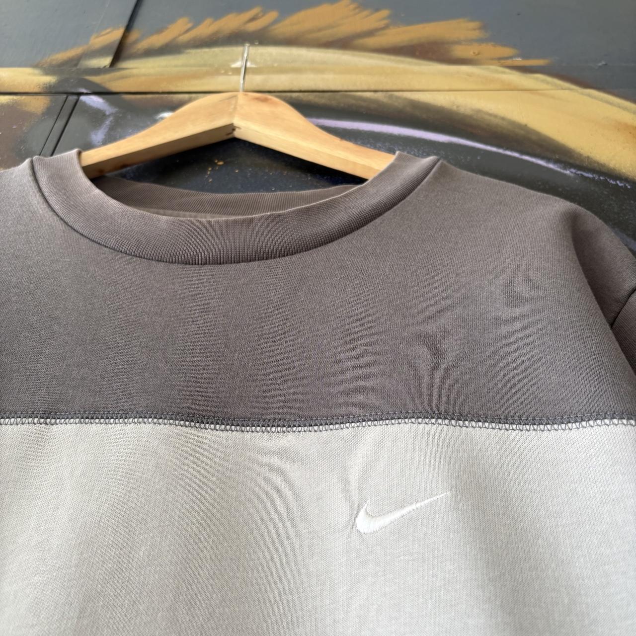Vintage Nike Sweatshirt Mens XL Grey White Solo Swoosh Striped Pullover Jumper Top 90s Y2K 00s